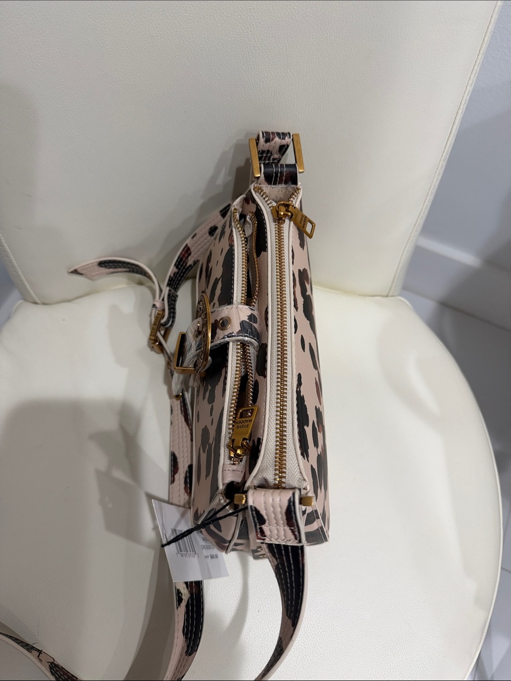 Steve Madden Beige/Brown/Gold/Black Cow Print Crossbody Bag - Picture 3 of 5